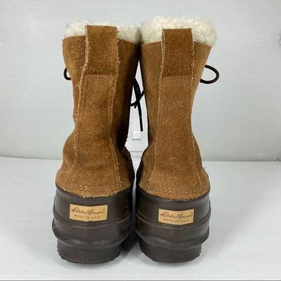 Vintage Eddie Bauer Fiberglass Shank Wool Lined Duck Boots Tan Mens 8 Womens 8.5 - Picture 3 of 14